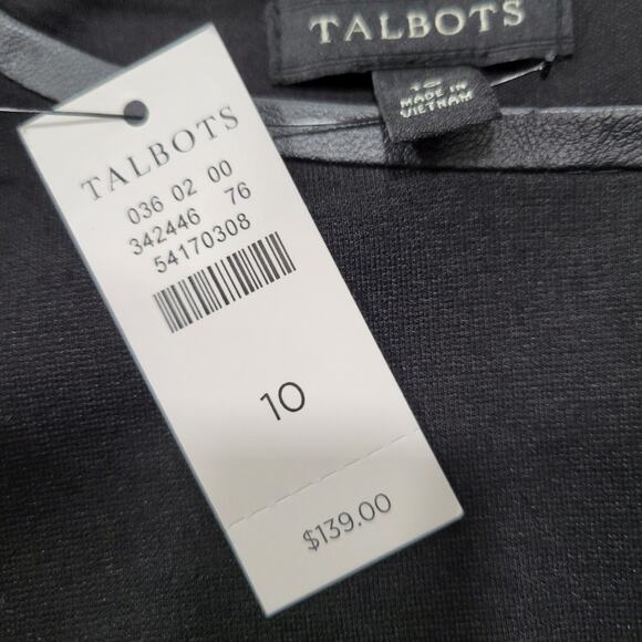 Talbots Tipped Ponte Sheath Dress Jewel Neckline Size 10 - Picture 9 of 11